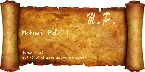 Mohai Pál névjegykártya